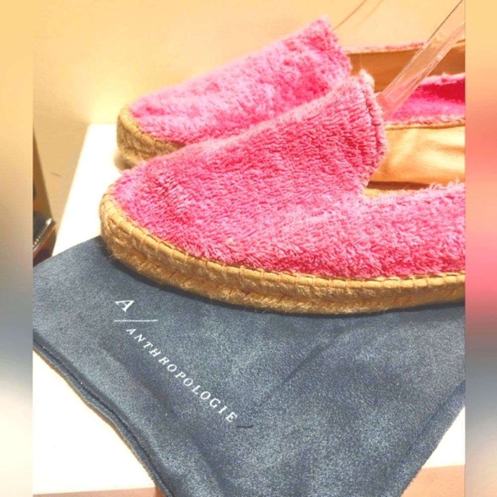 Manebí "Sydney" For Anthropologie Pink Terry Cloth Espadrilles Sz.9/40 Ret.$125 - Picture 6 of 13